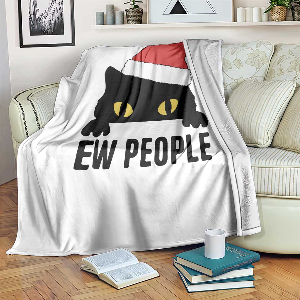 Funny Cat Christmas Throw Blanket Ew People Anti Social Grumpy Cat Xmas - Wonder Print Shop