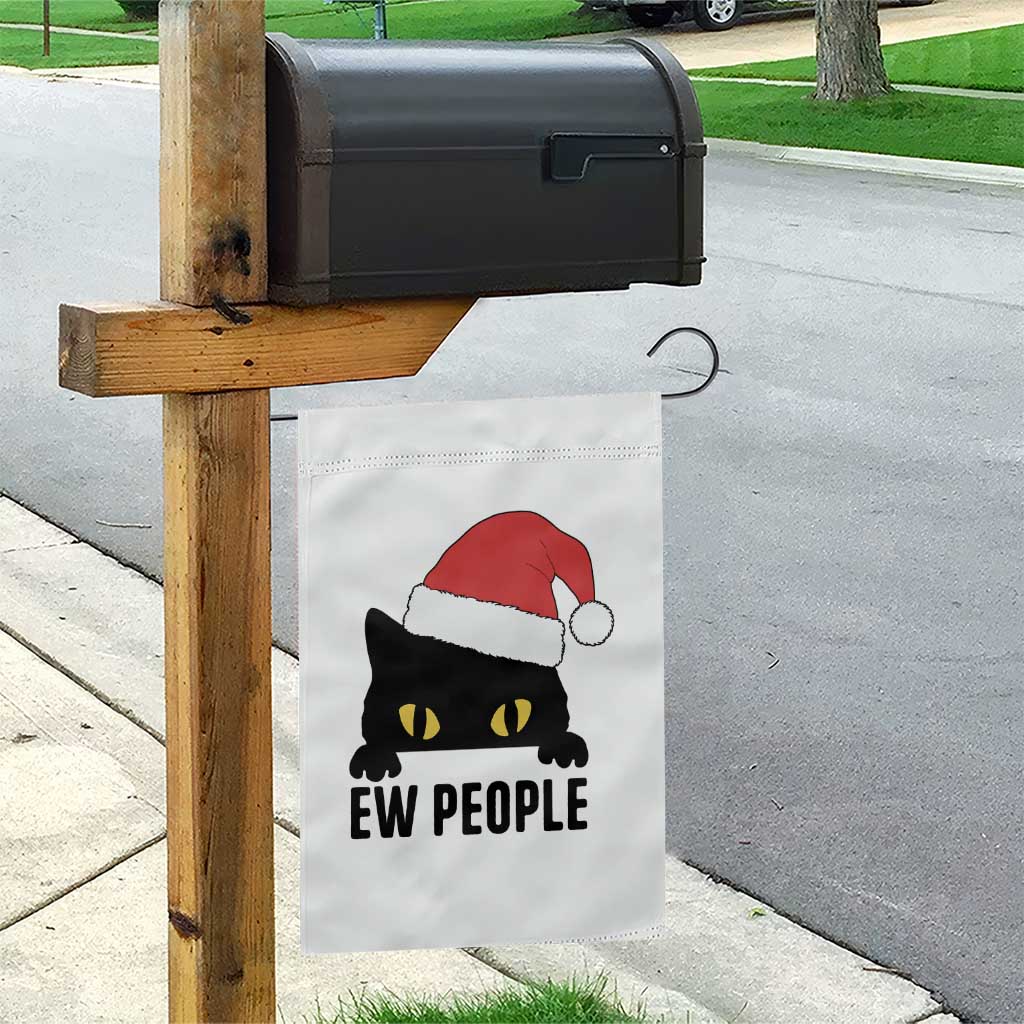 Funny Cat Christmas Garden Flag Ew People Anti Social Grumpy Cat Xmas - Wonder Print Shop
