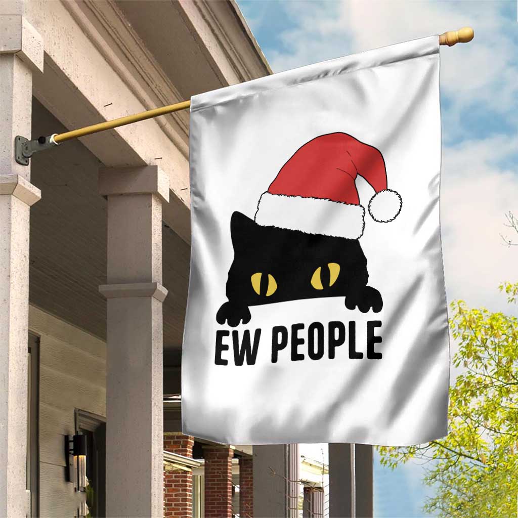 Funny Cat Christmas Garden Flag Ew People Anti Social Grumpy Cat Xmas - Wonder Print Shop