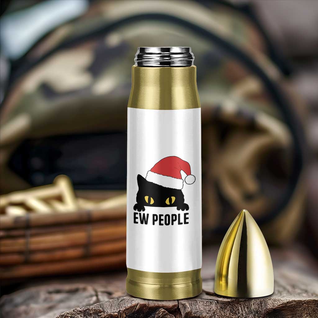 Funny Cat Christmas Bullet Tumbler Ew People Anti Social Grumpy Cat Xmas - Wonder Print Shop