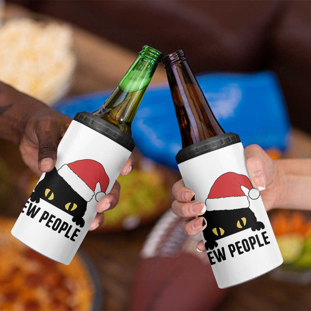 Funny Cat Christmas 4 in 1 Can Cooler Tumbler Ew People Anti Social Grumpy Cat Xmas - Wonder Print Shop