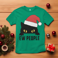 Funny Cat Christmas T Shirt Ew People Anti Social Grumpy Cat Xmas - Wonder Print Shop