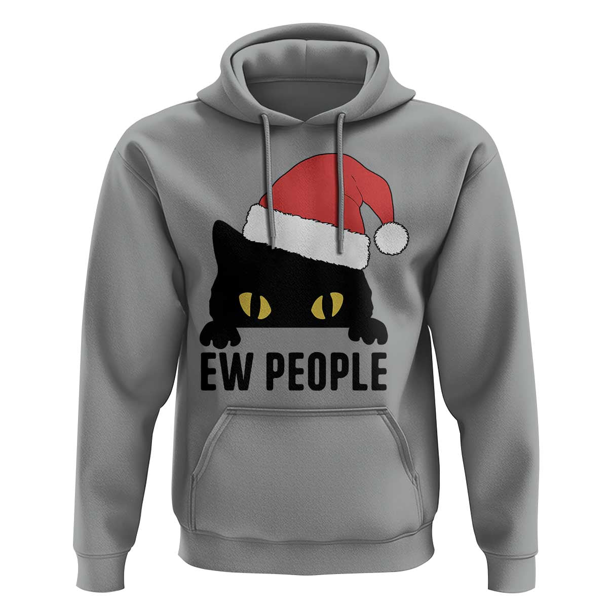Funny Cat Christmas Hoodie Ew People Anti Social Grumpy Cat Xmas - Wonder Print Shop