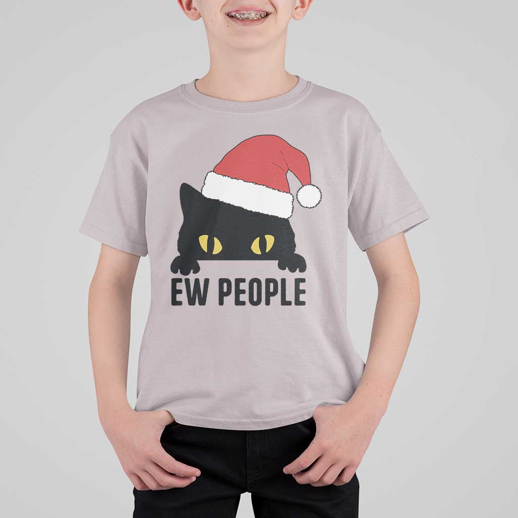 Funny Cat Christmas T Shirt For Kid Ew People Anti Social Grumpy Cat Xmas - Wonder Print Shop