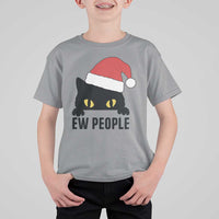 Funny Cat Christmas T Shirt For Kid Ew People Anti Social Grumpy Cat Xmas - Wonder Print Shop