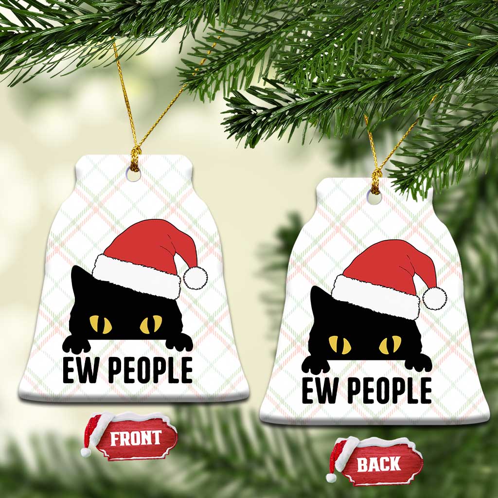 Funny Cat Christmas Ceramic Ornament Ew People Anti Social Grumpy Cat Xmas - Wonder Print Shop
