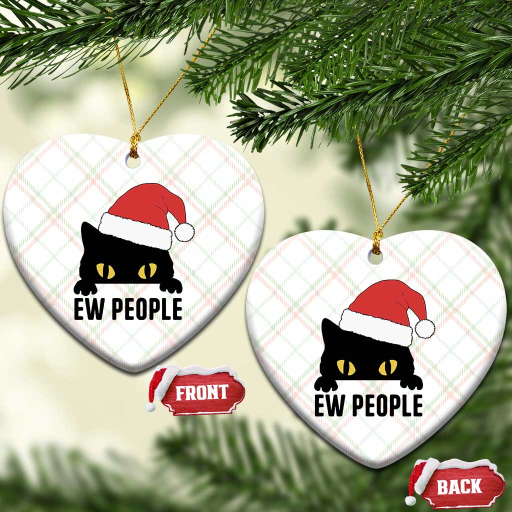 Funny Cat Christmas Ceramic Ornament Ew People Anti Social Grumpy Cat Xmas - Wonder Print Shop
