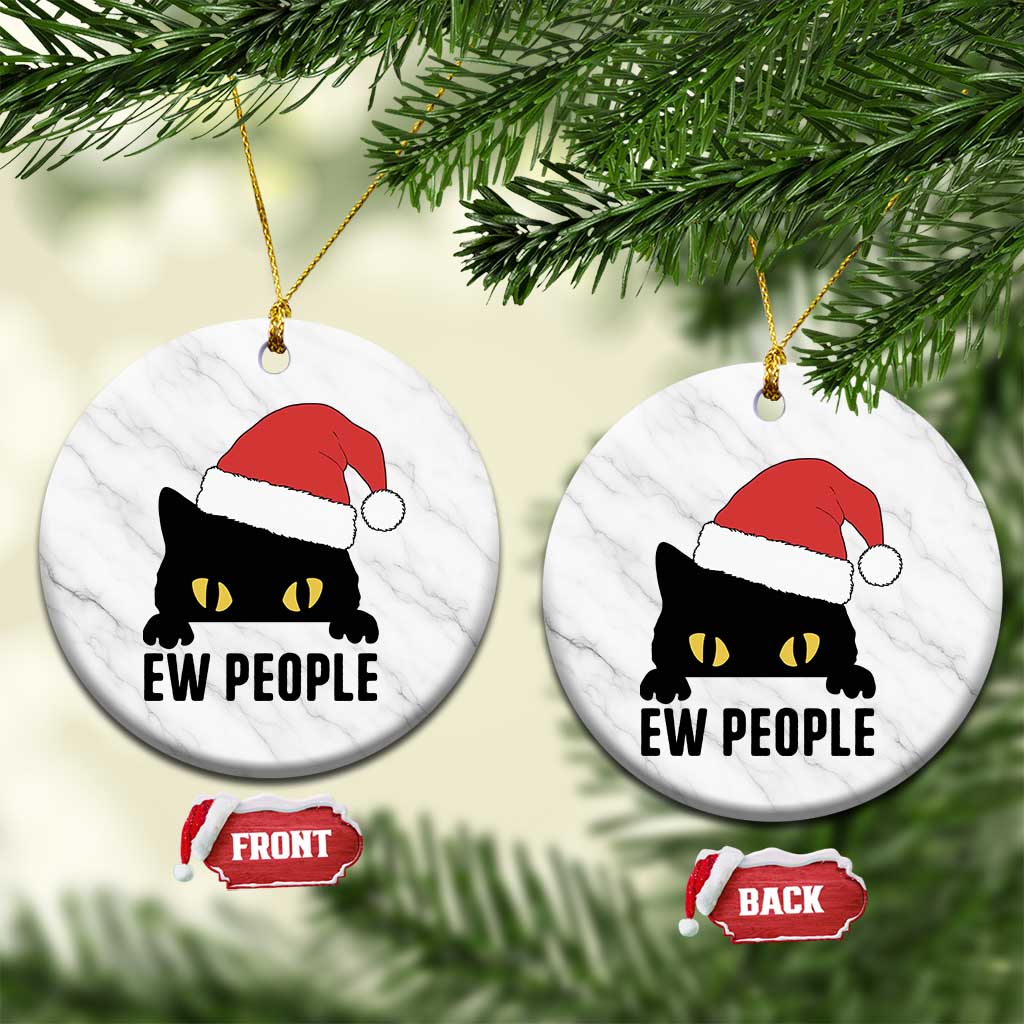 Funny Cat Christmas Ceramic Ornament Ew People Anti Social Grumpy Cat Xmas - Wonder Print Shop