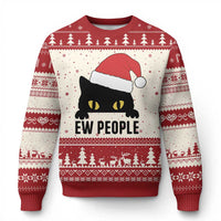 Funny Cat Xmas Ugly Christmas Sweater Ew People Anti Social Grumpy Cat Xmas - Wonder Print Shop
