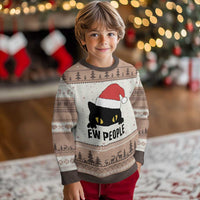 Funny Cat Xmas Ugly Christmas Sweater Ew People Anti Social Grumpy Cat Xmas - Wonder Print Shop