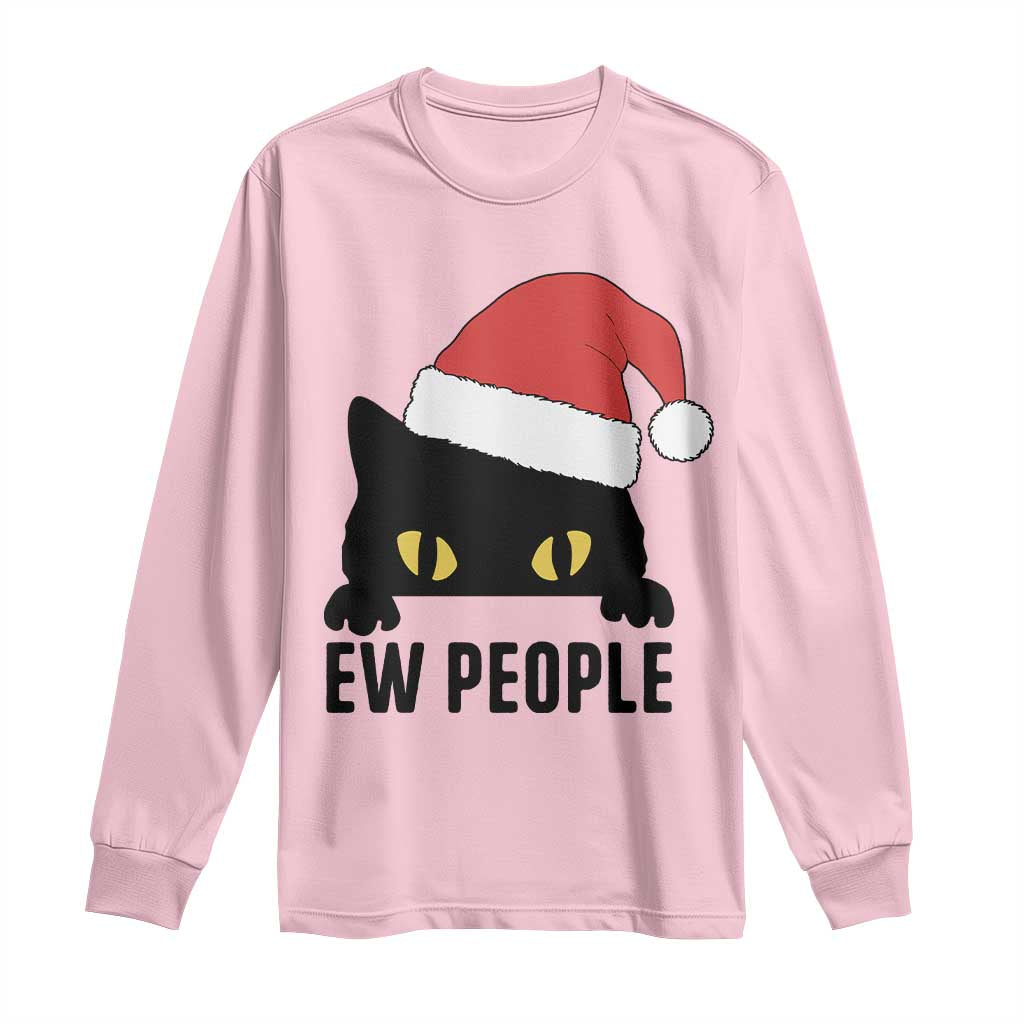 Funny Cat Christmas Long Sleeve Shirt Ew People Anti Social Grumpy Cat Xmas - Wonder Print Shop