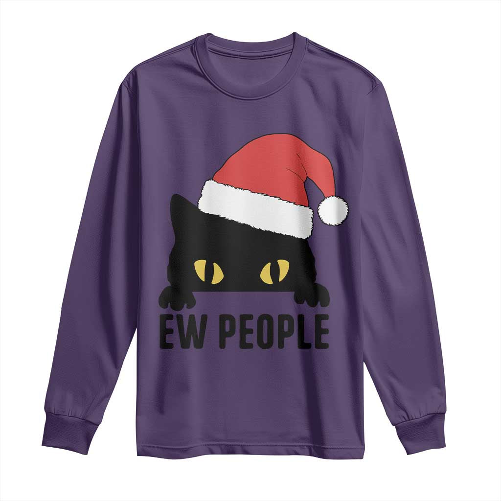 Funny Cat Christmas Long Sleeve Shirt Ew People Anti Social Grumpy Cat Xmas - Wonder Print Shop