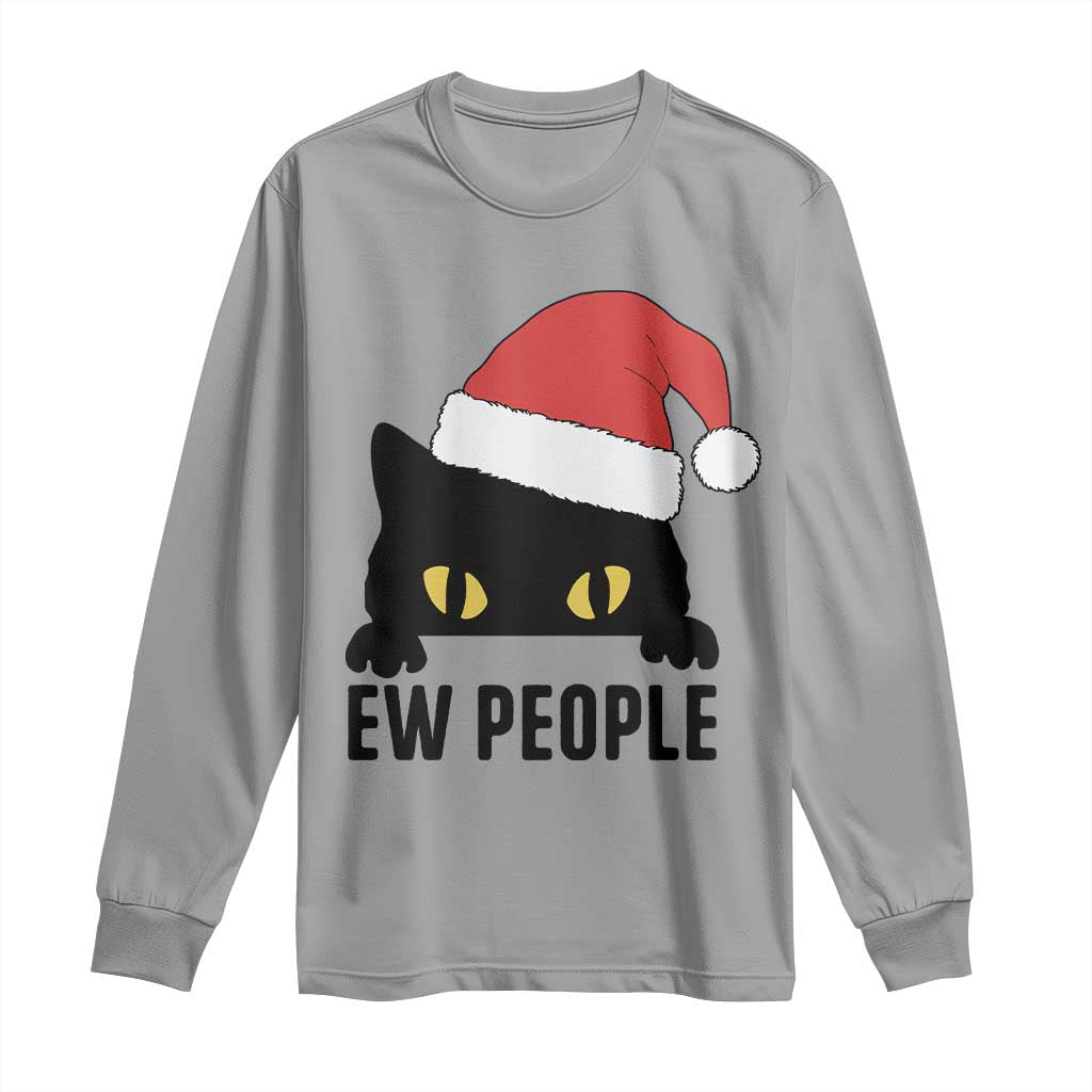 Funny Cat Christmas Long Sleeve Shirt Ew People Anti Social Grumpy Cat Xmas - Wonder Print Shop