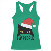 Funny Cat Christmas Racerback Tank Top Ew People Anti Social Grumpy Cat Xmas - Wonder Print Shop