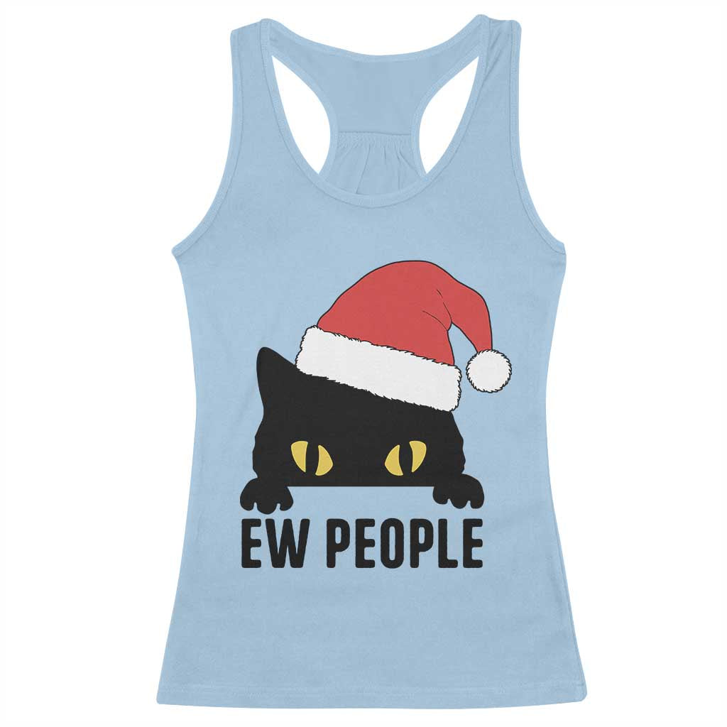 Funny Cat Christmas Racerback Tank Top Ew People Anti Social Grumpy Cat Xmas - Wonder Print Shop