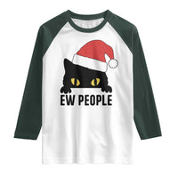 Funny Cat Christmas Raglan Shirt Ew People Anti Social Grumpy Cat Xmas - Wonder Print Shop
