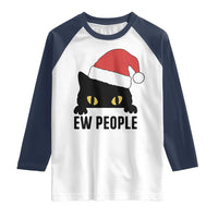 Funny Cat Christmas Raglan Shirt Ew People Anti Social Grumpy Cat Xmas - Wonder Print Shop