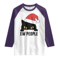 Funny Cat Christmas Raglan Shirt Ew People Anti Social Grumpy Cat Xmas - Wonder Print Shop