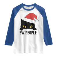 Funny Cat Christmas Raglan Shirt Ew People Anti Social Grumpy Cat Xmas - Wonder Print Shop