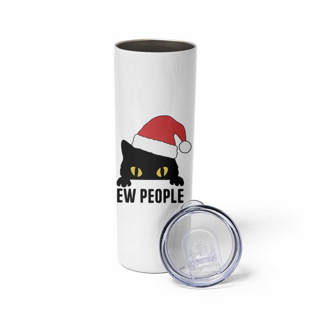 Funny Cat Christmas Skinny Tumbler Ew People Anti Social Grumpy Cat Xmas - Wonder Print Shop