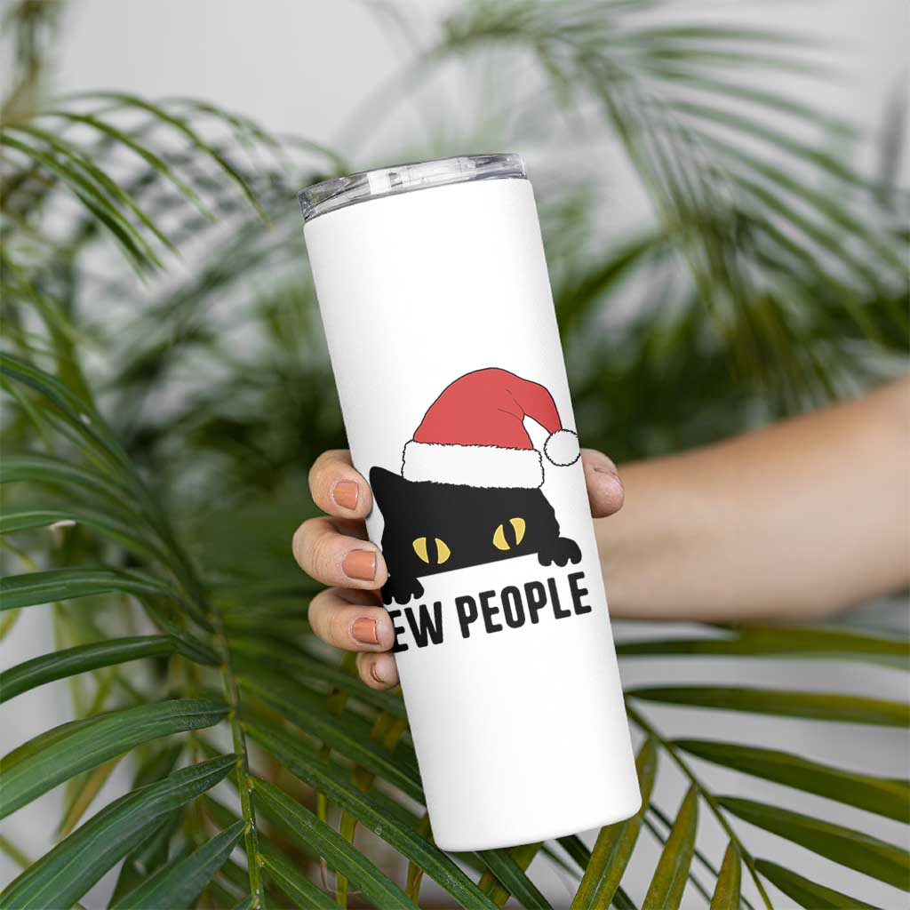 Funny Cat Christmas Skinny Tumbler Ew People Anti Social Grumpy Cat Xmas - Wonder Print Shop