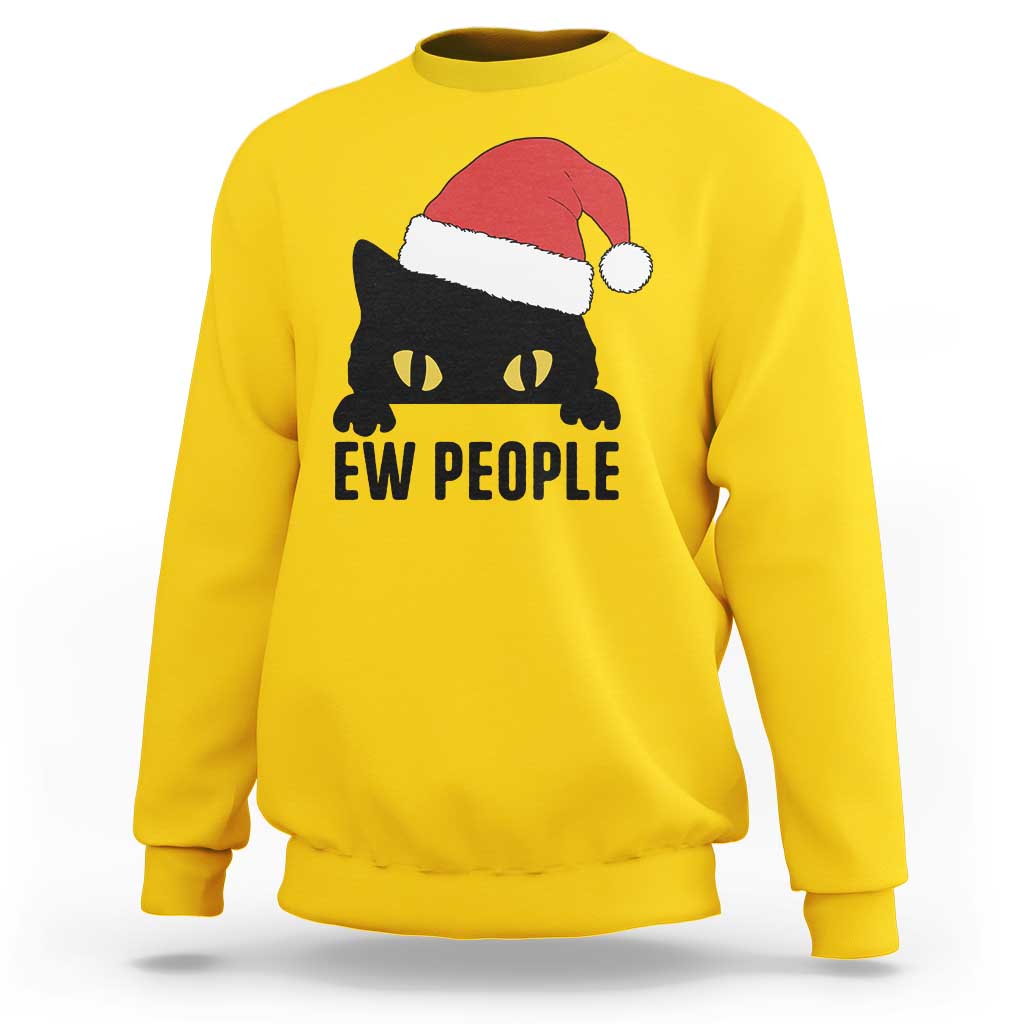 Funny Cat Christmas Sweatshirt Ew People Anti Social Grumpy Cat Xmas - Wonder Print Shop