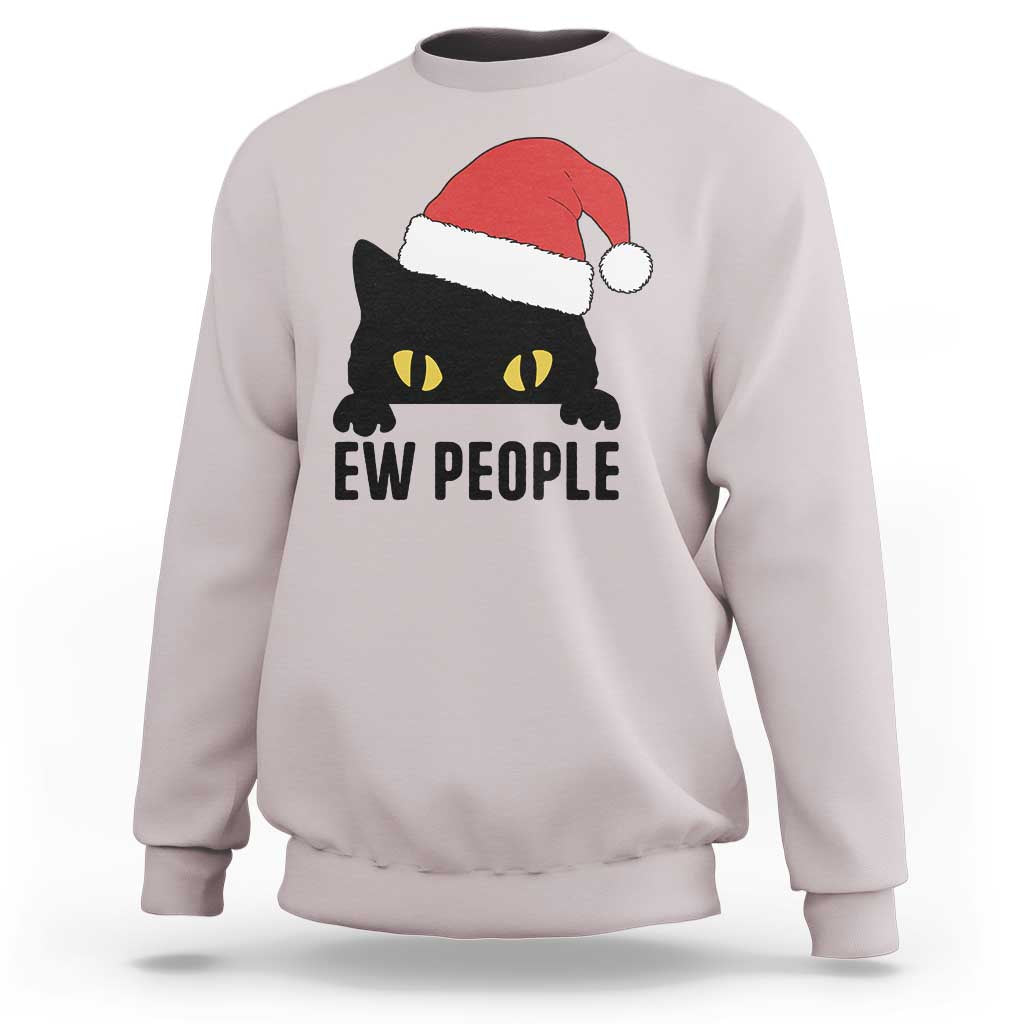 Funny Cat Christmas Sweatshirt Ew People Anti Social Grumpy Cat Xmas - Wonder Print Shop