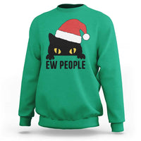 Funny Cat Christmas Sweatshirt Ew People Anti Social Grumpy Cat Xmas - Wonder Print Shop