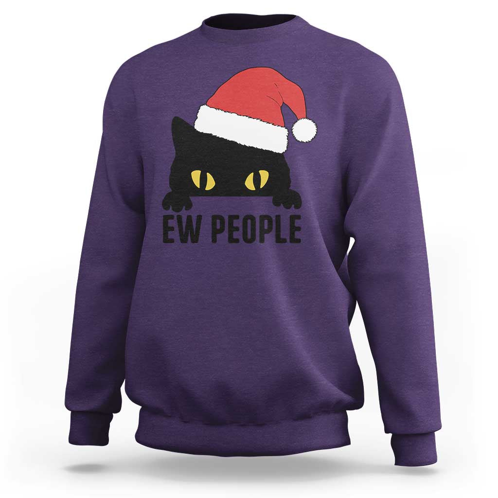 Funny Cat Christmas Sweatshirt Ew People Anti Social Grumpy Cat Xmas - Wonder Print Shop