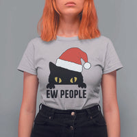 Funny Cat Christmas T Shirt For Women Ew People Anti Social Grumpy Cat Xmas - Wonder Print Shop
