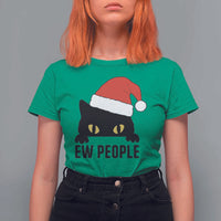 Funny Cat Christmas T Shirt For Women Ew People Anti Social Grumpy Cat Xmas - Wonder Print Shop