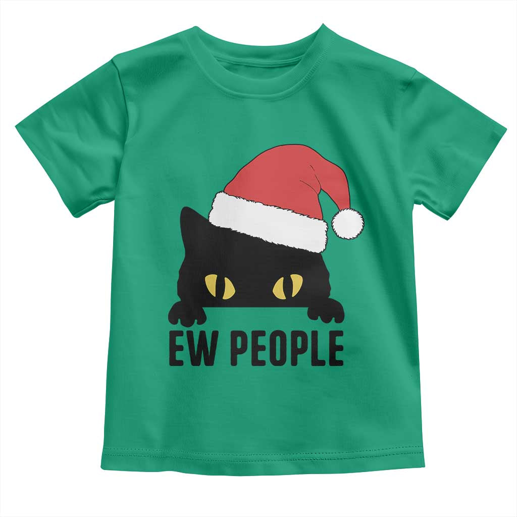 Funny Cat Christmas Toddler T Shirt Ew People Anti Social Grumpy Cat Xmas - Wonder Print Shop