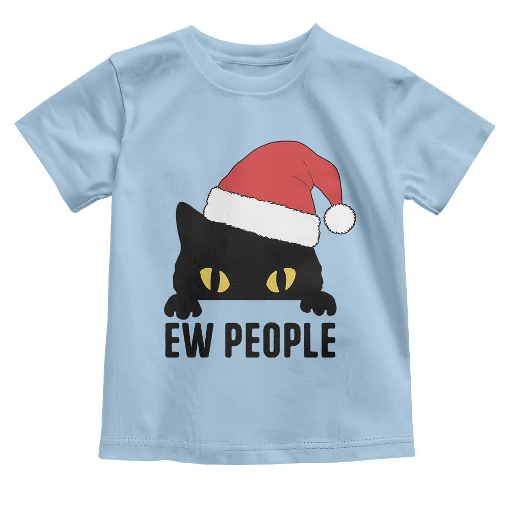 Funny Cat Christmas Toddler T Shirt Ew People Anti Social Grumpy Cat Xmas - Wonder Print Shop