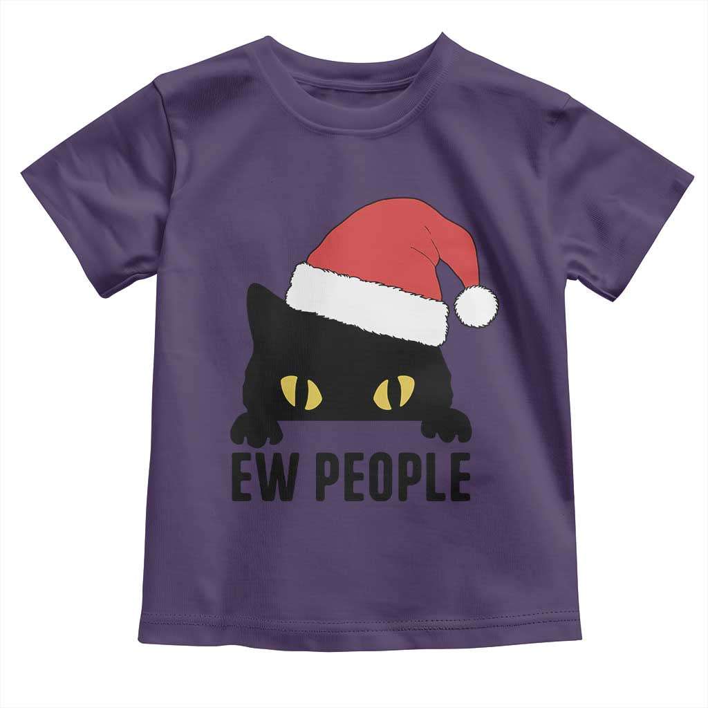 Funny Cat Christmas Toddler T Shirt Ew People Anti Social Grumpy Cat Xmas - Wonder Print Shop