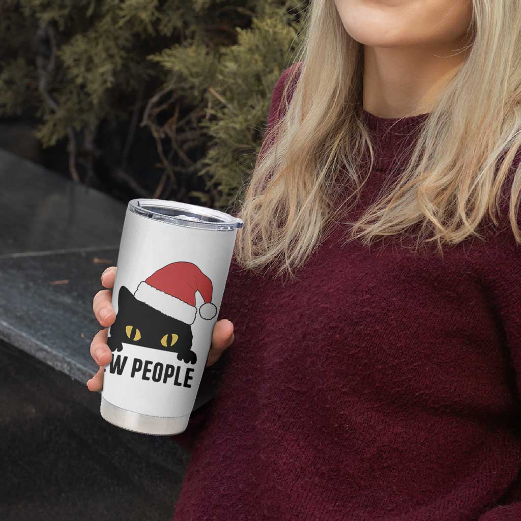 Funny Cat Christmas Tumbler Cup Ew People Anti Social Grumpy Cat Xmas - Wonder Print Shop