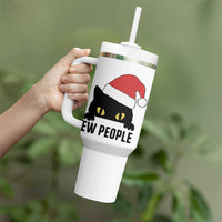 Funny Cat Christmas Tumbler With Handle Ew People Anti Social Grumpy Cat Xmas - Wonder Print Shop