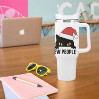 Funny Cat Christmas Tumbler With Handle Ew People Anti Social Grumpy Cat Xmas - Wonder Print Shop