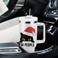 Funny Cat Christmas Tumbler With Handle Ew People Anti Social Grumpy Cat Xmas - Wonder Print Shop