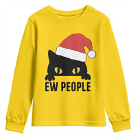 Funny Cat Christmas Youth Sweatshirt Ew People Anti Social Grumpy Cat Xmas - Wonder Print Shop