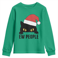 Funny Cat Christmas Youth Sweatshirt Ew People Anti Social Grumpy Cat Xmas - Wonder Print Shop