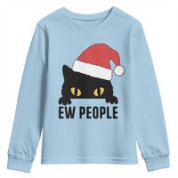 Funny Cat Christmas Youth Sweatshirt Ew People Anti Social Grumpy Cat Xmas - Wonder Print Shop