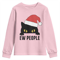 Funny Cat Christmas Youth Sweatshirt Ew People Anti Social Grumpy Cat Xmas - Wonder Print Shop
