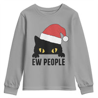 Funny Cat Christmas Youth Sweatshirt Ew People Anti Social Grumpy Cat Xmas - Wonder Print Shop