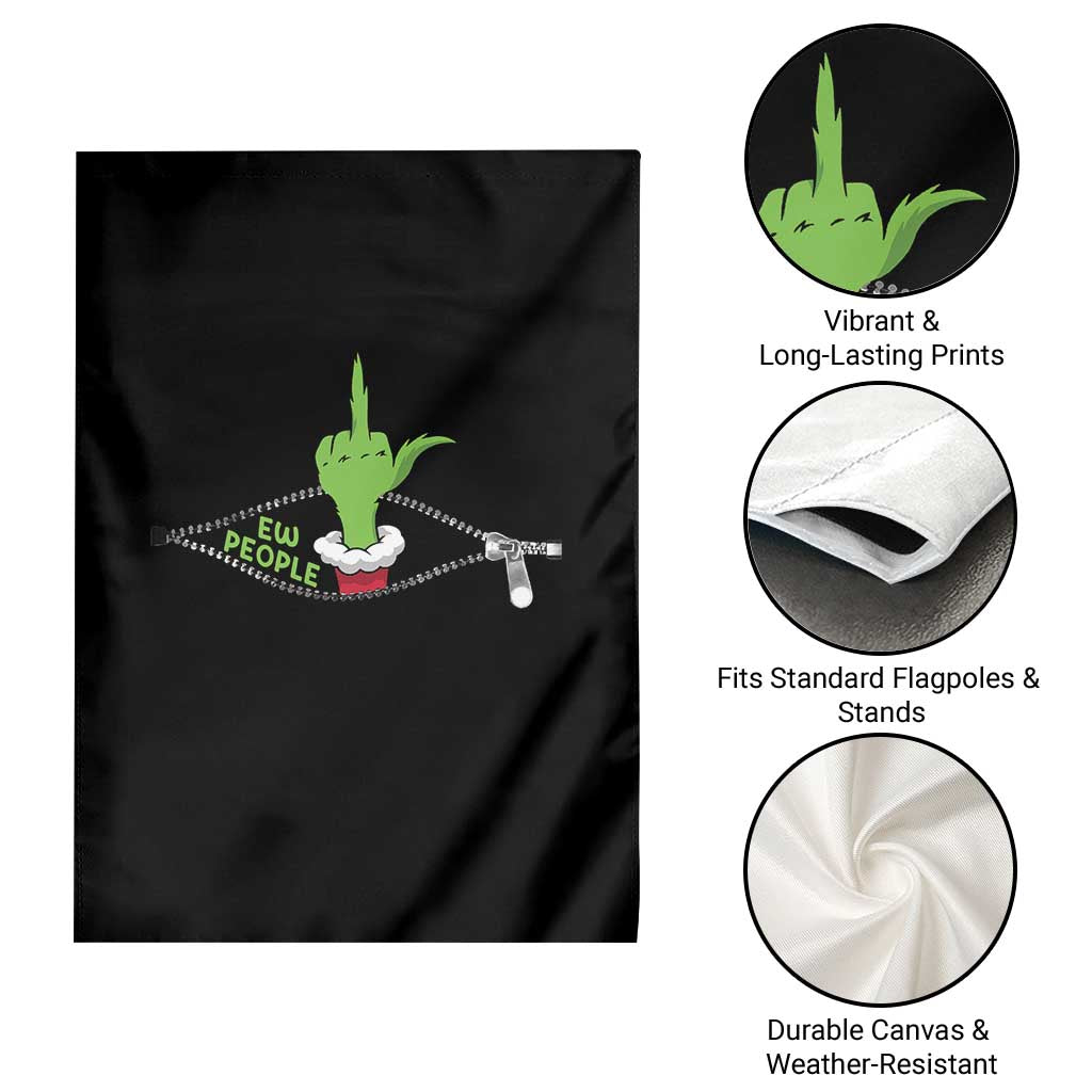 Funny Elf Hand Christmas Garden Flag Ew People Anti Socaial Xmas - Wonder Print Shop