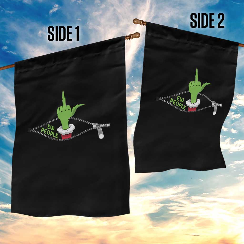 Funny Elf Hand Christmas Garden Flag Ew People Anti Socaial Xmas - Wonder Print Shop