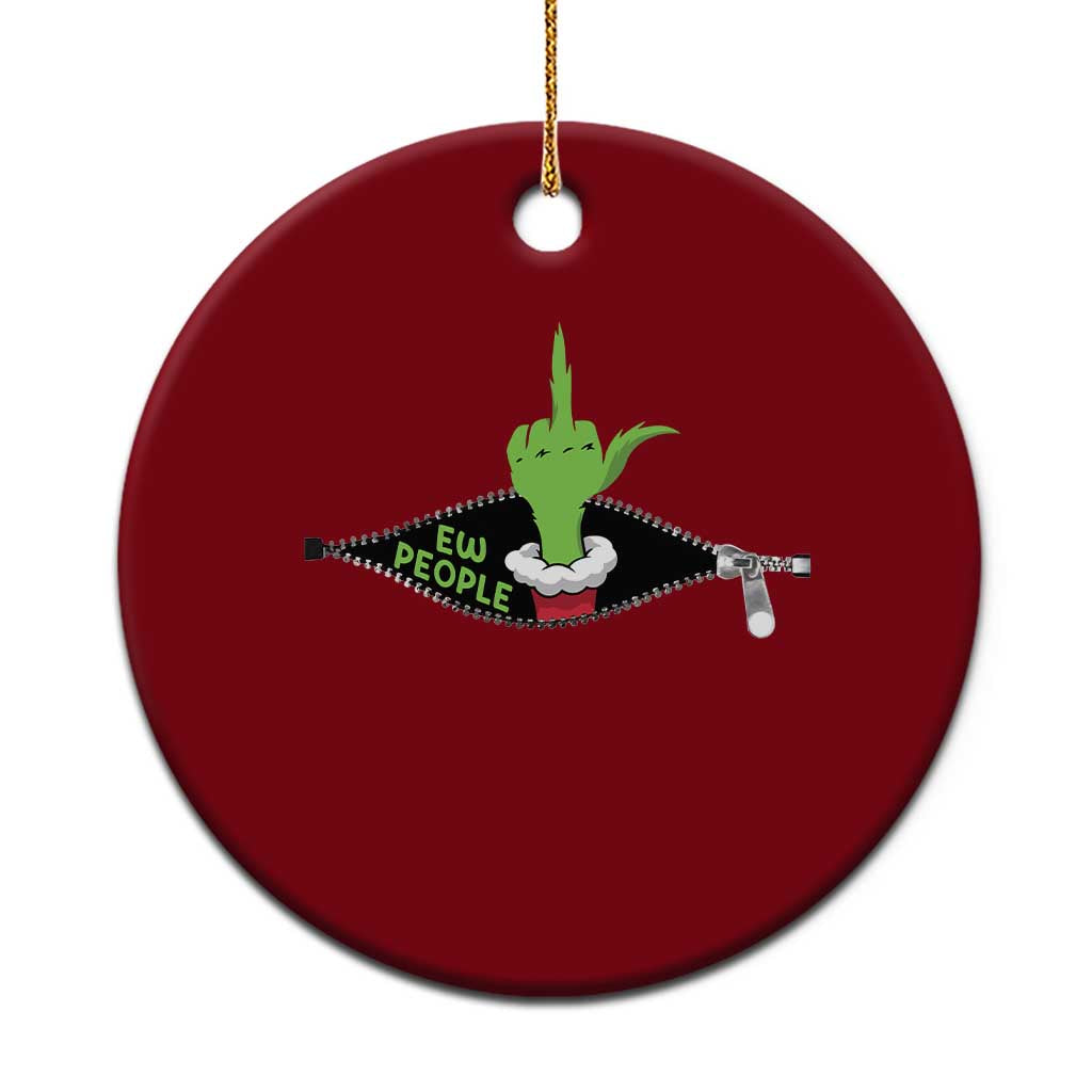 Funny Elf Hand Christmas Ceramic Ornament Ew People Anti Socaial Xmas - Wonder Print Shop