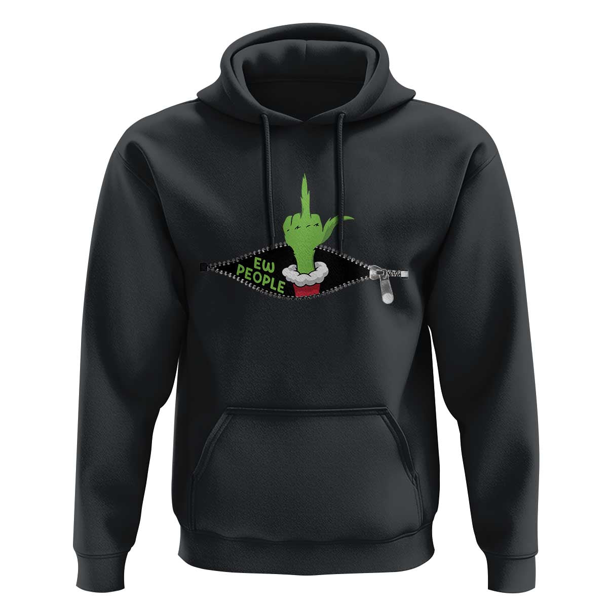 Funny Elf Hand Christmas Hoodie Ew People Anti Socaial Xmas - Wonder Print Shop