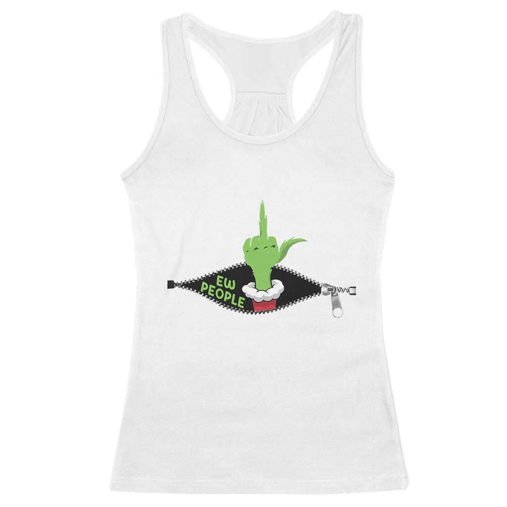 Funny Elf Hand Christmas Racerback Tank Top Ew People Anti Socaial Xmas - Wonder Print Shop