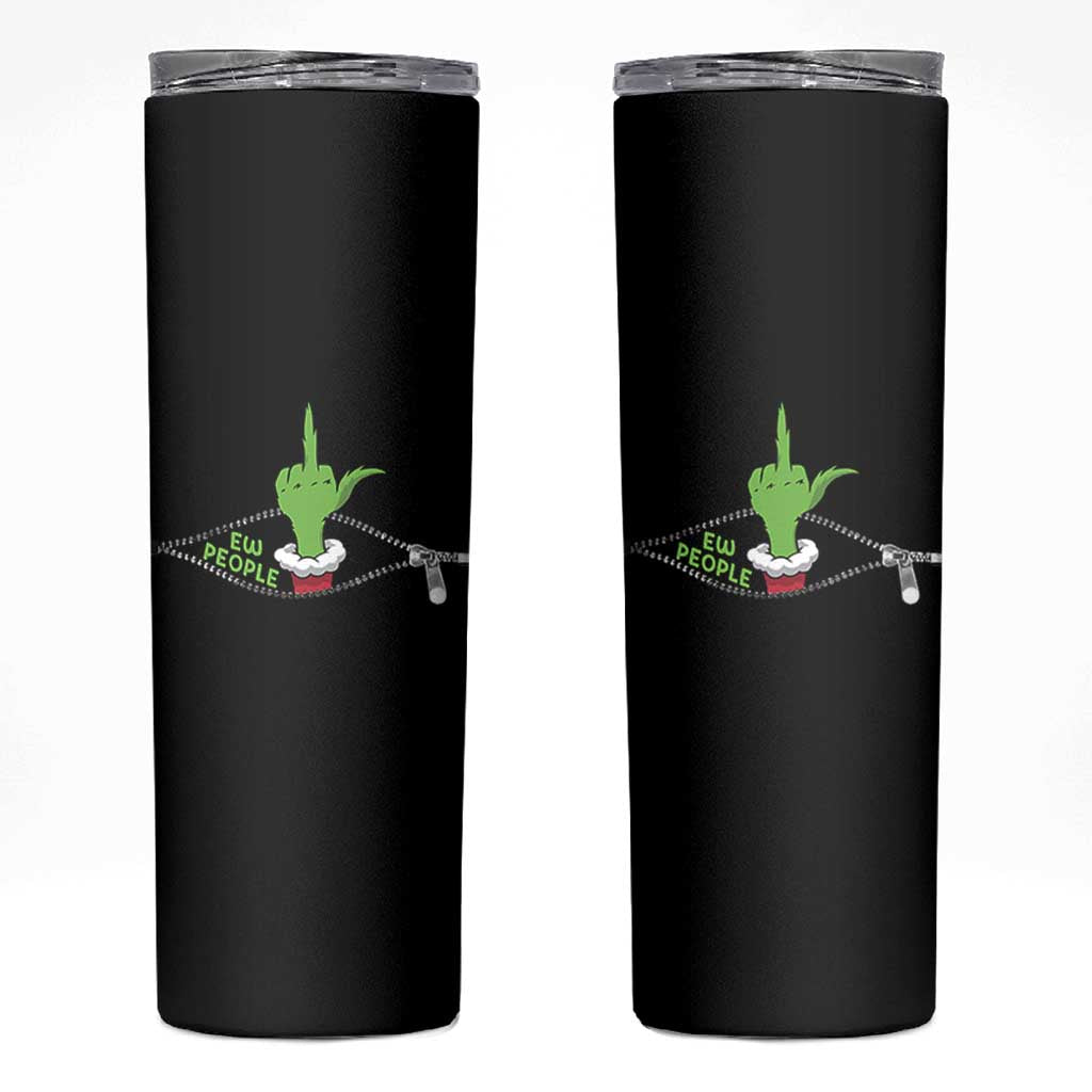 Funny Elf Hand Christmas Skinny Tumbler Ew People Anti Socaial Xmas - Wonder Print Shop