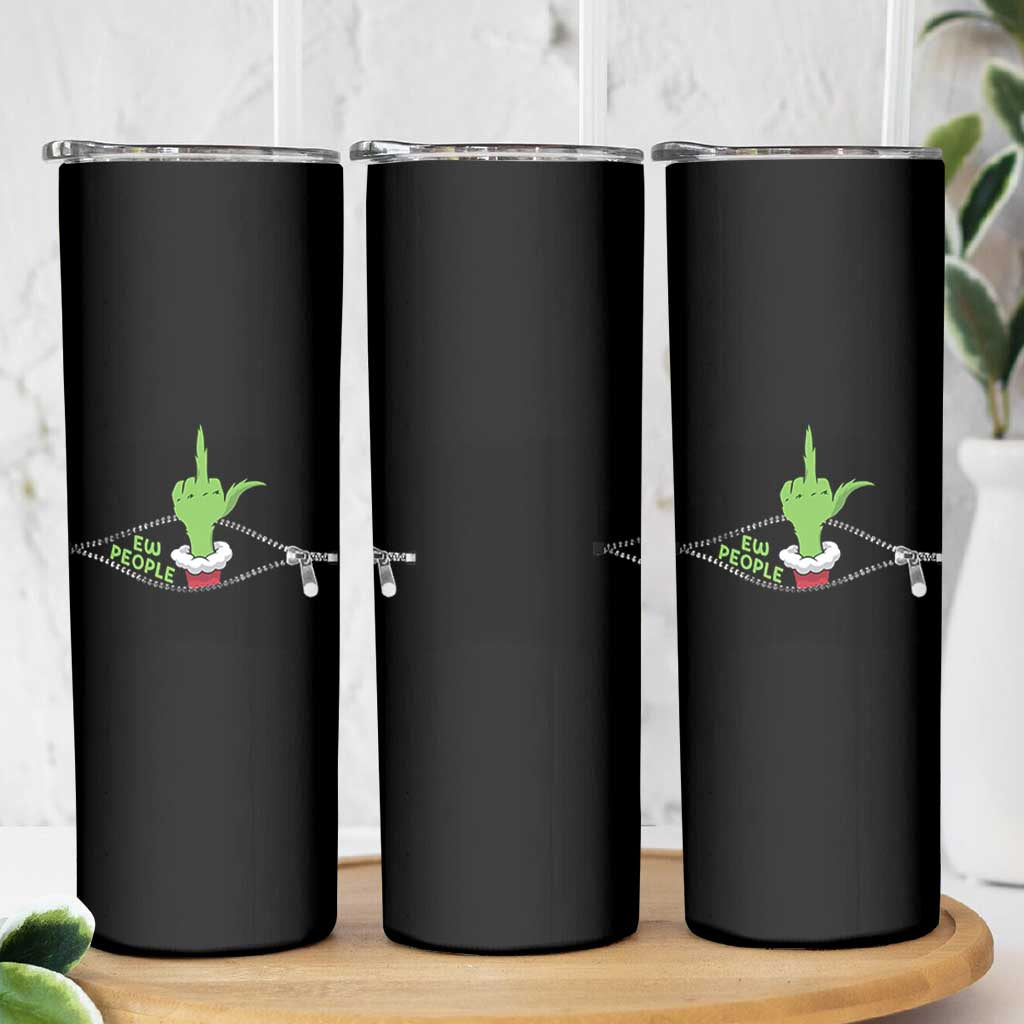 Funny Elf Hand Christmas Skinny Tumbler Ew People Anti Socaial Xmas - Wonder Print Shop